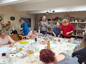 Mix média - kombinovaná technika - maľba na textil